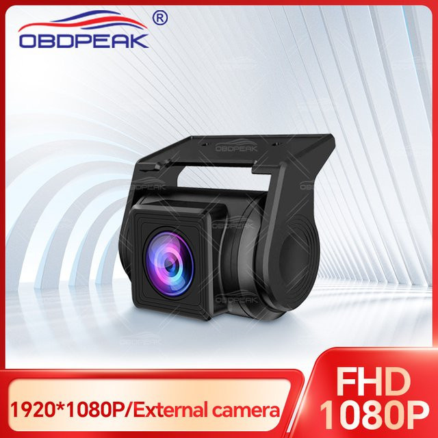 OBDPEAK Full HD Rückfahrkamera mit 1920x1080P Auflösung, wasserdichte Einparkhilfe für DVR Dashcam T30 K50, Schwarz, 3,5 mm Jack - Bild 1