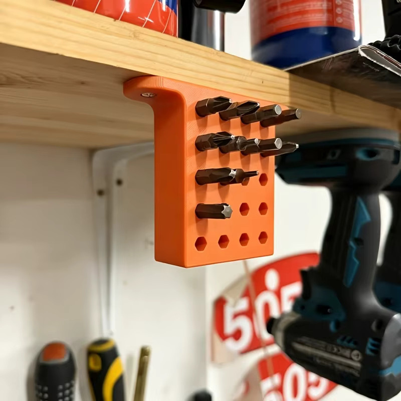 20-Loch Sechskant-Bohrer-Aufbewahrungsregal als Untertisch-Organizer für Holzbearbeitungswerkzeuge in Orange - Bild 4