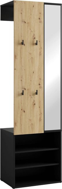 Garderobenset ANDORRA byLIVING Eiche schwarz modern B/H/T: 55 x 187,5 x 40,5 cm - Bild 1