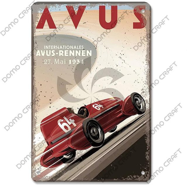 CIFbuy Metallblechschild Rennauto-Plakette F1-Rennstrecke Vintage-Poster Wandkunst in Blau, Breite: 30 cm, Höhe: 20 cm - Bild 1