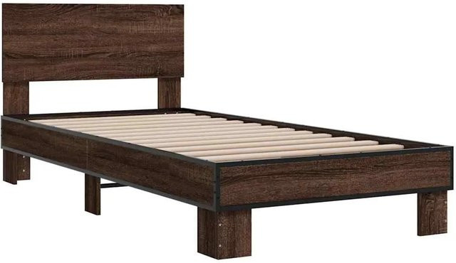 vidaXL Bettgestell aus Holzwerkstoff und Metall in Eiche Braun, B/T/H: 80–90 x 190/200 cm - Bild 1