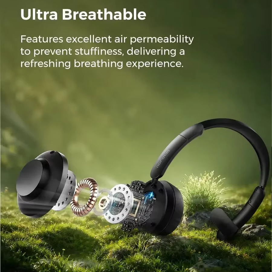 Nuroum HP31SU Bluetooth 5.3 Kabelloses Over-Ear-Headset mit ENC-Geräuschunterdrückungsmikrofon und Stummschalttaste in Schwarz - Bild 3