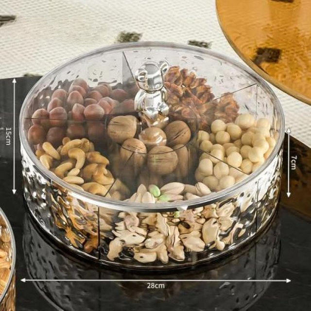 Yiran Furniture Snackschale mit Deckel und Unterteilung aus Acryl in Transparent oder Grau - Bild 1