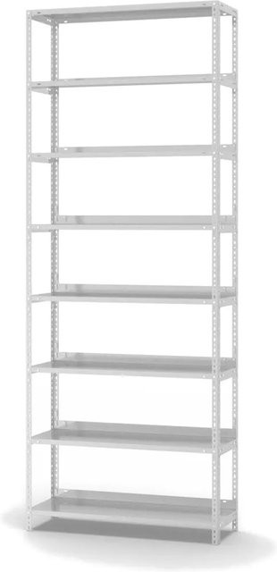 PROREGAL Aktenregal Schraubsystem Grundregal aus Stahl in Lichtgrau, H x B x T: 255 x 100 x 30 cm, 8 Ebenen, Fachlast 60 kg - Bild 1