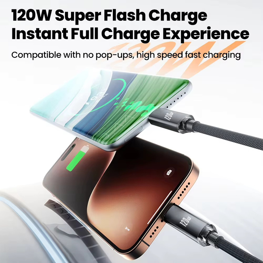 NNBILI 3er-Set USB-C auf USB-C Spiralkabel mit 120W Schnellladung in Schwarz und Grün - Bild 2