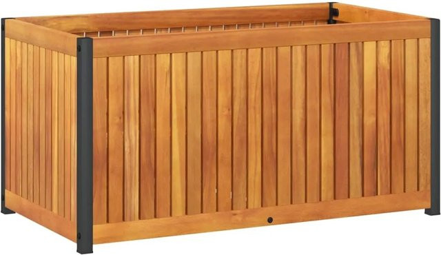 vidaXL Pflanzkübel aus Akazienholz und Stahl in Braun mit Latten-Design, B/T/H: 85 x 45 x 44 cm - Bild 1