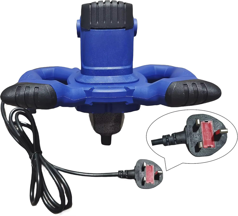 DAYPLUS Elektrischer Zementmischer in Blau mit 6 Geschwindigkeitsstufen, Kupfermotor und rutschfestem Doppelgriff zum Mischen von Beton und Farbe - Bild 2