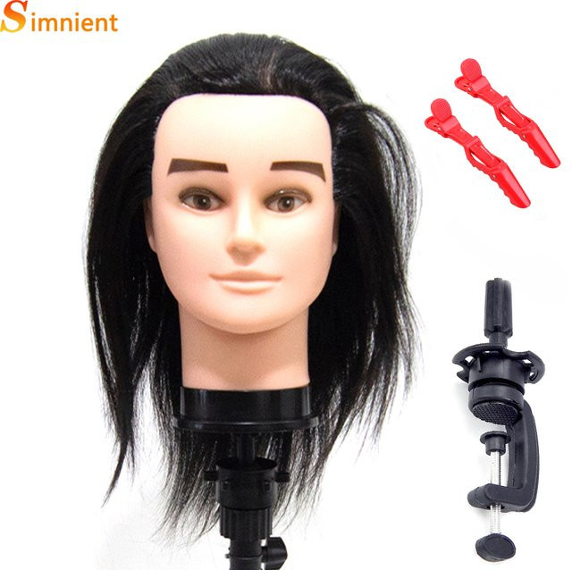 Simnient Mannequin-Kopf für Herrenfrisuren, 12 Zoll, Kunstfaserhaar - Bild 1