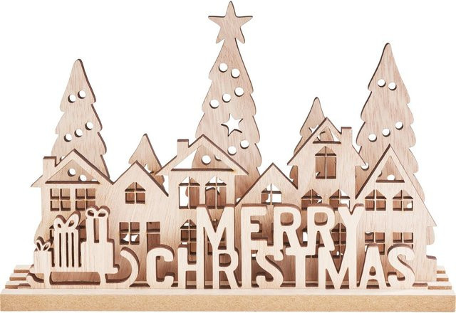 VBS Holz-Steckmotiv Merry Christmas in Beige - Bild 1