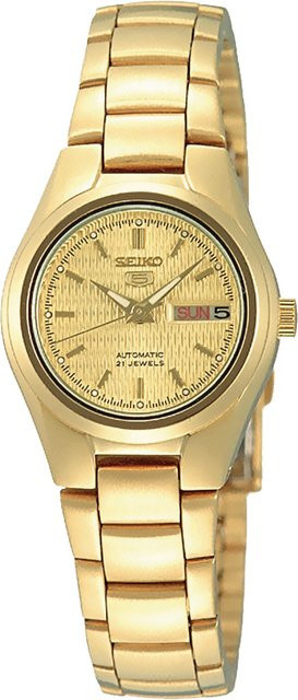 Seiko 5 Sports Automatik Armbanduhr, Edelstahl, Gold, 24 mm, Damen - Bild 1