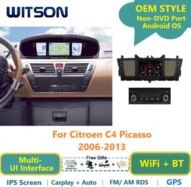WITSON Android Auto Radio für Citroen C4 Picasso 2006-2013 mit GPS, WiFi und Carplay in Schwarz - Bild 1