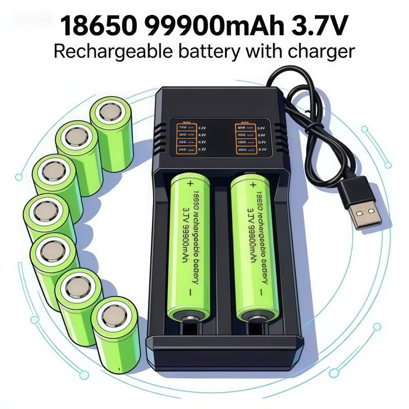 Lerp 18650 Akku-Set mit intelligentem Ladegerät, 3,7V, 50000mAh - Bild 6