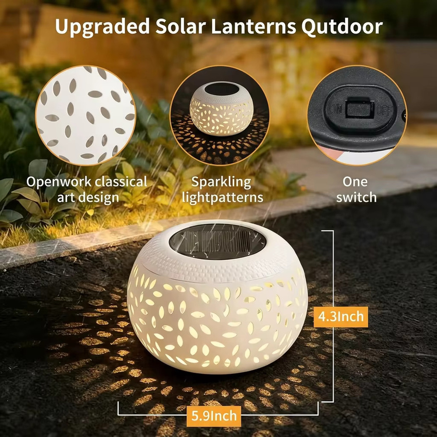 Leclstar Solar-Tischleuchte aus Metall für den Außenbereich, wasserdichte Gartenlaterne in Weiß oder Schwarz mit warmweißem Licht für Terrasse und Garten - Bild 4