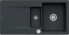 Villeroy & Boch Siluet 60 R Flat bündige Keramikspüle mit Ablaufgarnitur und Exzenter in Pure Black, Breite: 60 cm - Bild 1