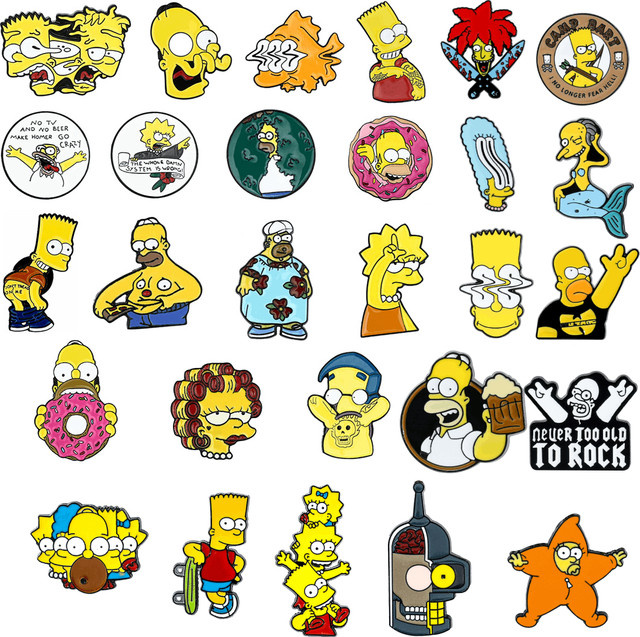 Simpsons-Familie Emaille-Pins, Western-Stil, Unisex - Bild 1