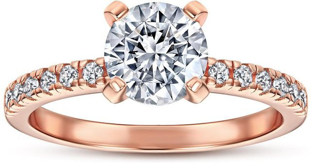 CY-jewelry Ring 925 Silber, Roségold, Weißer Saphir, Moissanit, Damen - Bild 1