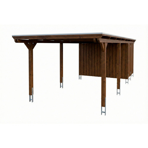 SKANHOLZ Carport Emsland aus Fichte mit EPDM-Flachdach und Abstellraum, Farbe: Nussbaum/Braun, B: 846 cm, T: 340 cm, H: 238 cm - Bild 3