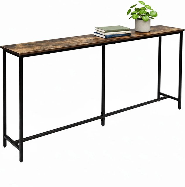 Relaxdays Konsolentisch im Industrial Style aus MDF und Eisen, Dunkelbraun/Schwarz, B/T/H: 160 x 80,5 x 20 cm - Bild 1