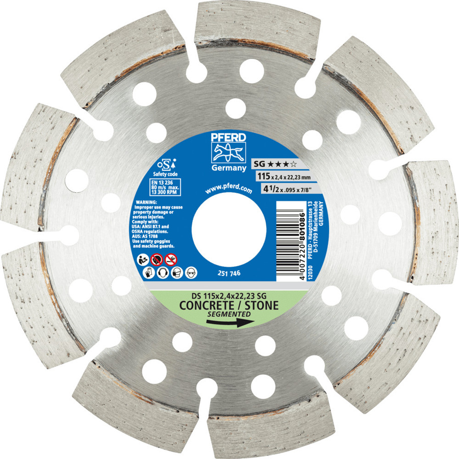 PFERD Diamant-Trennscheibe DS zum schnellen Trennen von Stein und Beton Durchmesser: 115 mm, Bohrung: 22,23 mm, Stärke: 2,4 mm - Bild 2