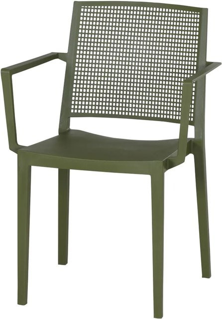 Siena Garden Stapelstuhl Square mit Armlehnen aus Polypropylen in Olive - Bild 1
