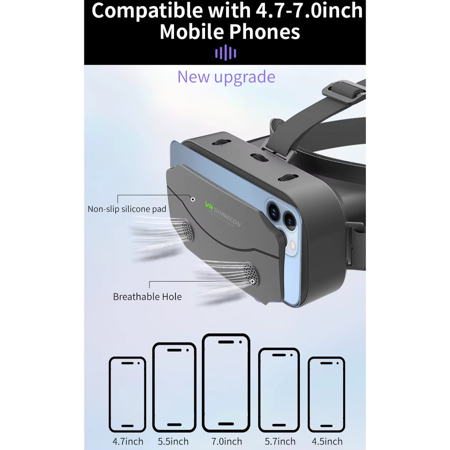 AyeBeau 3D VR Brille Virtual Reality Headset für Smartphones in Schwarz - Bild 5