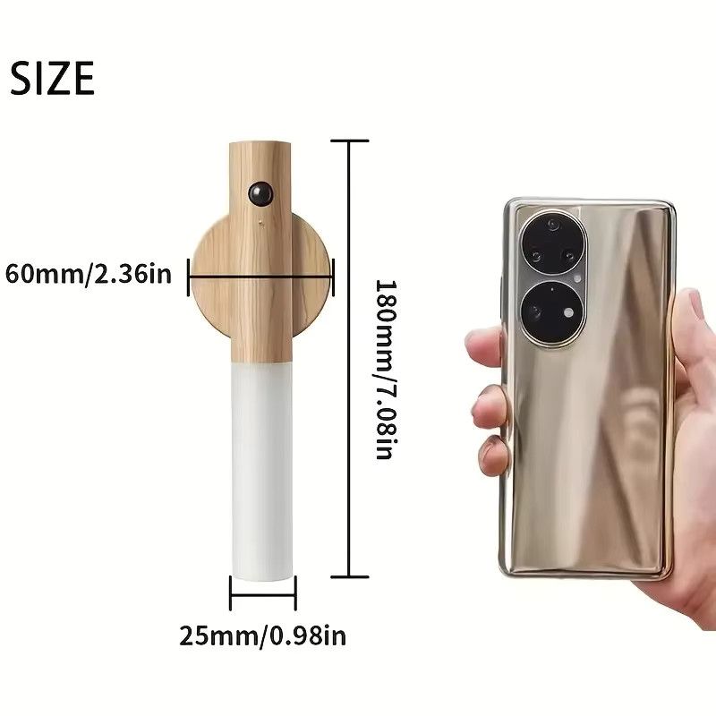 NEWBIRTH Intelligentes LED-Nachtlicht mit Bewegungsmelder und Umgebungsbeleuchtung in Walnut, wiederaufladbare Wand- und Schrankleuchte - Bild 2