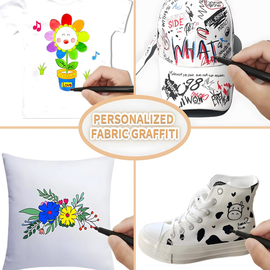 Kolorowys Stoffmarker Set mit 24 Farben, wasserfeste Textilstifte für Kleidung, T-Shirts und Canvas, maschinenwaschbar - Bild 3