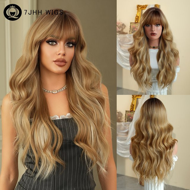 7JHH WIGS Wasserwellen-Perücke, Goldbraun, Damen - Bild 1