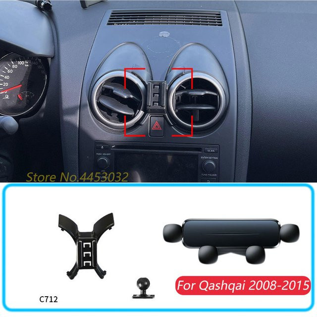 Auto Telefon Halterung für Nissan Qashqai 2008-2015, Schwerkraft-Handyhalterung für GPS und Mobiltelefone, Schwarz - Bild 1
