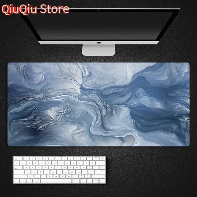 Potdemiel Gaming Mauspad XXL in Schwarz Grau mit Wolken-Linien-Design für PC und Tastatur - Bild 1