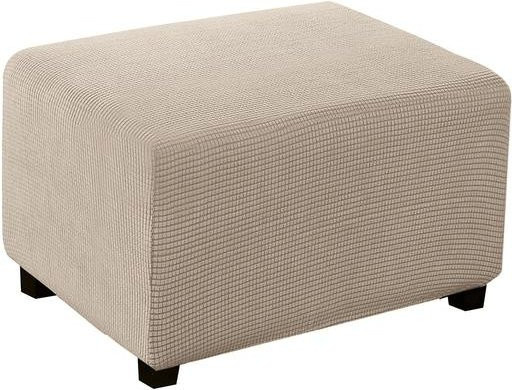 Yiran Furniture Jacquard Ottoman Hocker Abdeckung aus Stretch-Polyester in Beige mit rutschfestem Schutzbezug - Bild 1