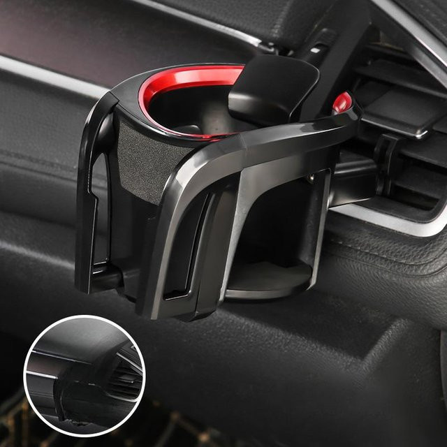 2-in-1 Becherhalter und Telefonhalterung für das Auto in Schwarz mit Anti-Shake-Funktion zur Lüftungsauslass-Montage - Bild 1