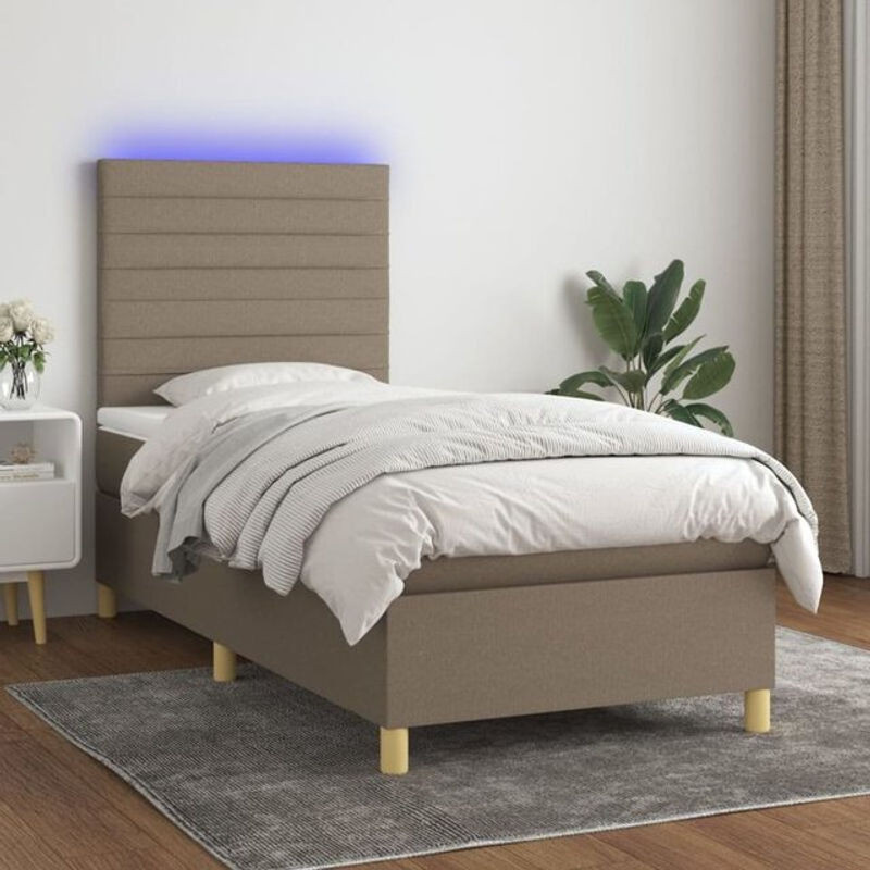 vidaxl Boxspringbett mit Matratze in Taupe meliert und Weiß, Stoff, B/T/H: 200 x 80 x 118 cm - Bild 1
