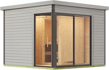 WEKA Saunahaus 412 aus Fichtenholz mit Ofen, grau, B/H/T: 320 x 239 x 320 cm - Bild 1