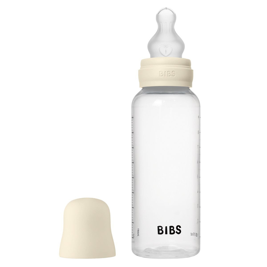 BIBS Baby Flasche PP Round mit Silikon Trinksauger mittlerer Nahrungsfluss, Ivory, 270 ml - Bild 1