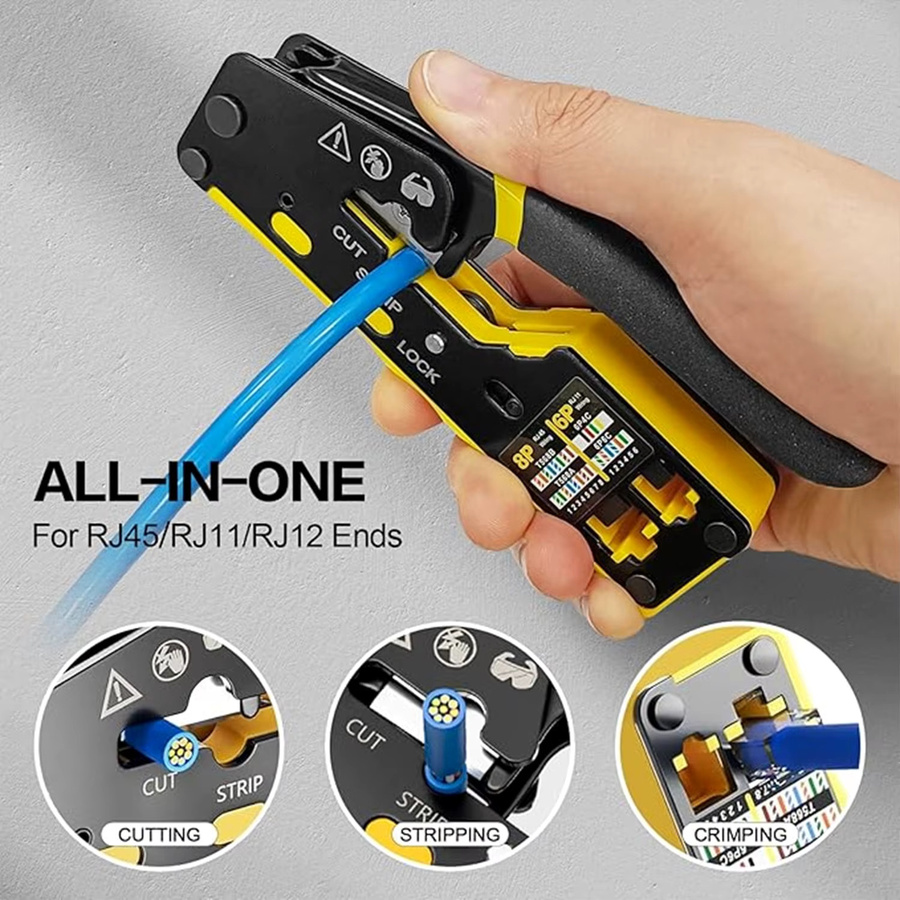 ZOERAX RJ45 CAT6 Crimper Tool Netzwerkkabel Crimpwerkzeug für Cat6 Cat5 Cat5e Pass Through Connectors in Grün mit Ersatzklinge - Bild 3