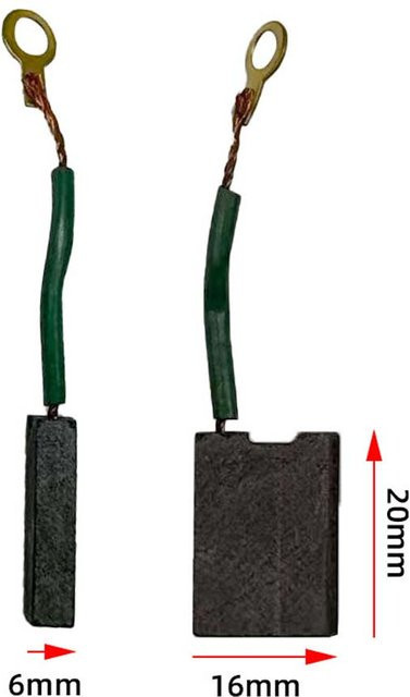 Vibratite Kohlebürstenset 839 in Schwarz für 180 und 230 Winkelschleifer, Maße: B: 6 mm, T: 16 mm, H: 20 mm - Bild 1