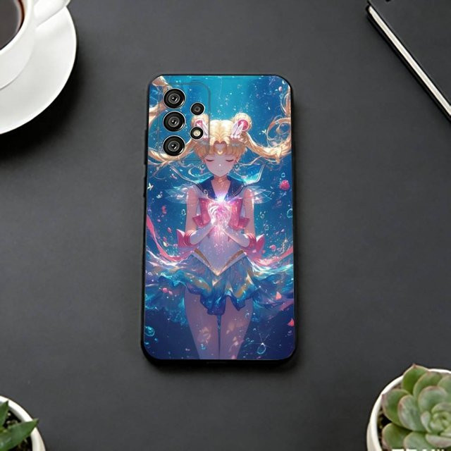 Sailor Moon Anime Handyhülle für Samsung Galaxy S25 S24 S23 S22 S21 S20 Ultra Plus FE Lite Note 10 in Schwarz - Bild 1