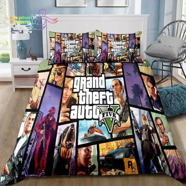 Binchi Outdoor Product Bettwäsche Set Grand Theft Auto GTA Design mit Bettbezug und Kissenbezug, Mehrfarbig, B/H: 260 x 220 cm - Bild 1