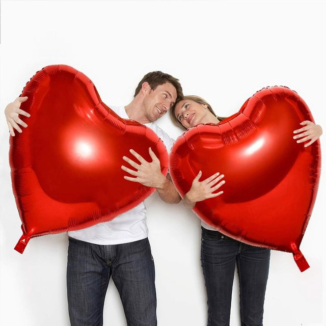 2/4 Stück Herz-Folienballons in Rot und Gold, Durchmesser: 81,3 cm, ideale Dekoration für Valentinstag, Hochzeit und Verlobung - Bild 1
