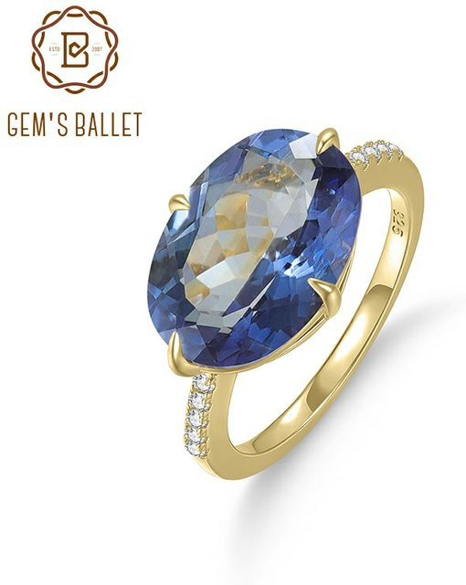 GEM'S BALLET Cocktailring, 925 Silber, vergoldet, Damen - Bild 1
