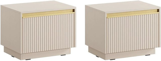 Nachttisch Posinia von Vente-unique in Beige und Gold im Art Deco Design, Höhe: 53,6 cm - Bild 1