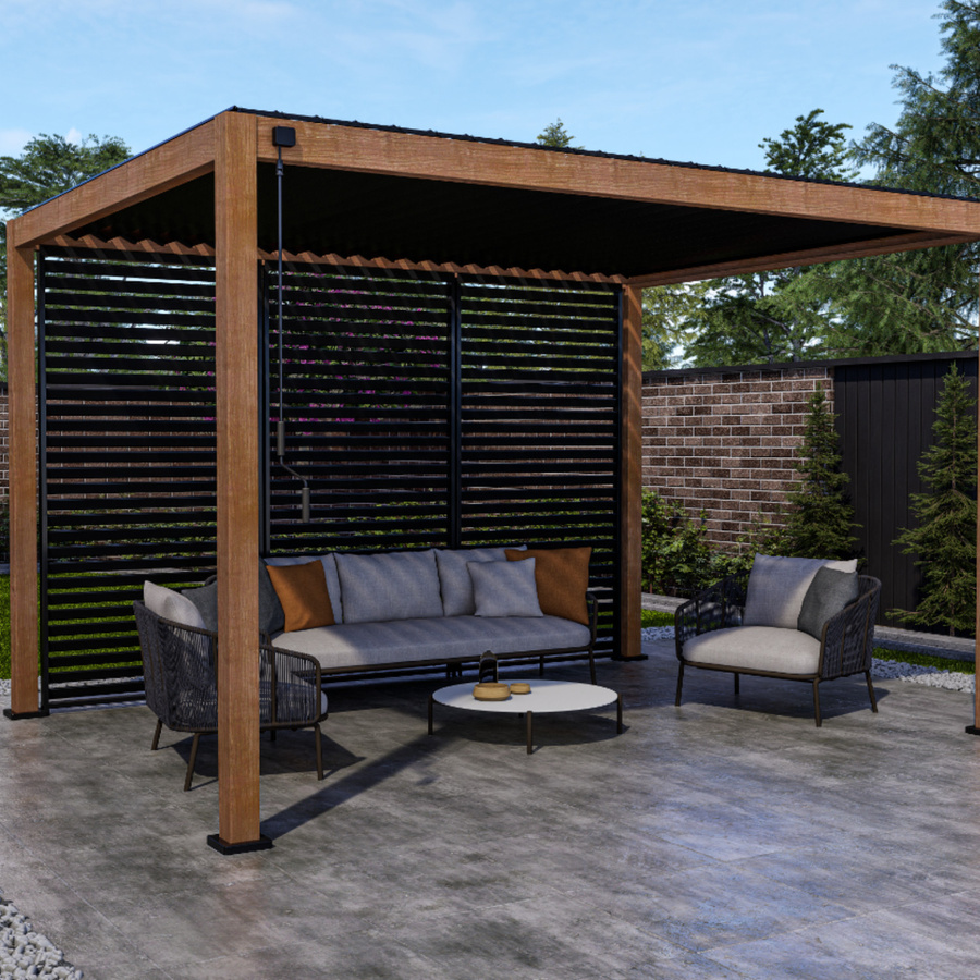 Leco Lamellenpergola Deluxe aus Aluminium mit Lamellendach in Holzoptik, B/T/H: 300 x 300 x 250 cm - Bild 3
