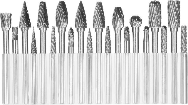 KKmoon 20-teiliges Hartmetall-Frässtift-Set aus Wolfram, Silber, Schaft: 1/8 Zoll, Kopfgrößen: 1/4 Zoll und 1/8 Zoll - Bild 1