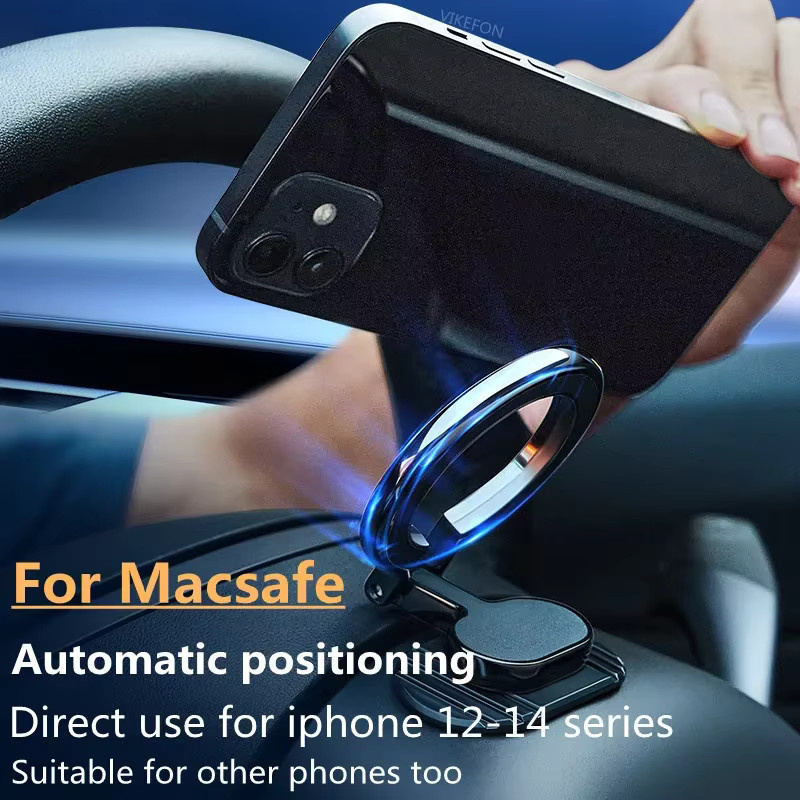 Universelle magnetische Autotelefonhalterung aus Metall für MagSafe und iPhone, Schwarz - Bild 2