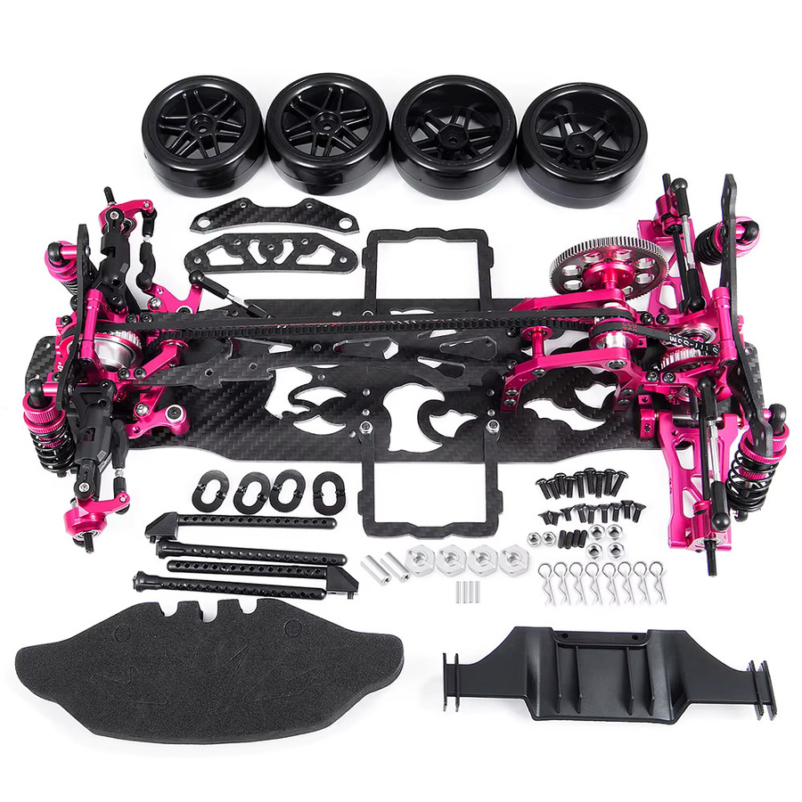 YEAHRUN RC-Car-Chassisrahmen aus Legierung und Carbon, mit 4 Rädern - Bild 3
