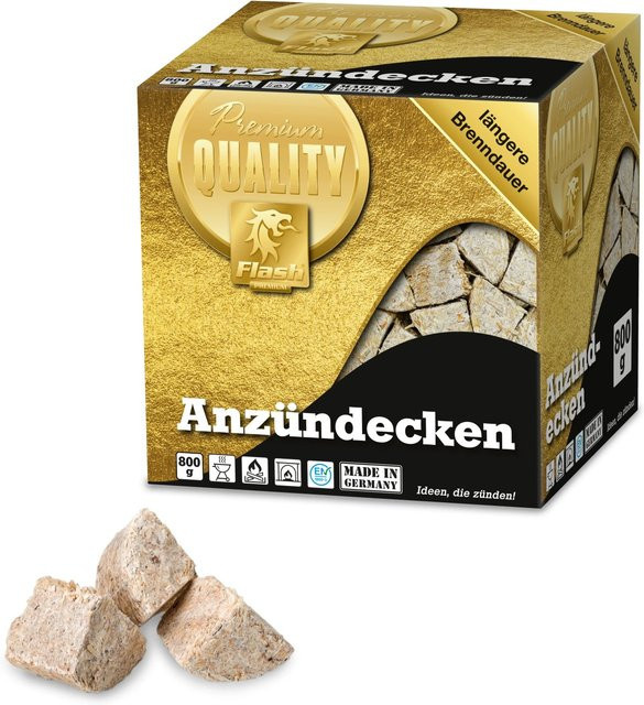 Flash Gold Anzündecker aus Holzfasern und Wachs, 800 g - Bild 1