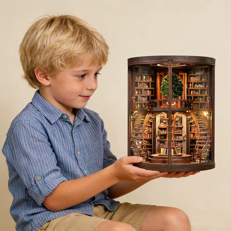 zuuton 3D Holzpuzzle Magisches Bibliotheks-Haus-Set, mit LED-Beleuchtung - Bild 2