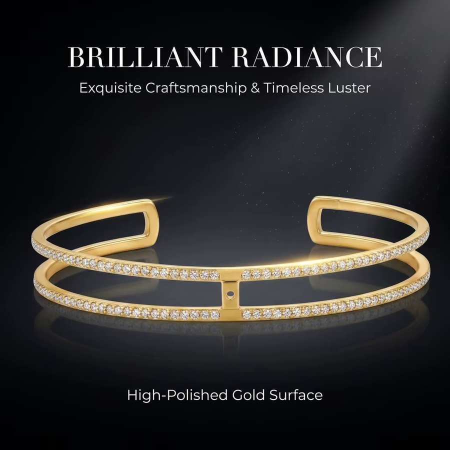 JP One Armreif Edelstahl, Gold, Zirkonia, Damen - Bild 4