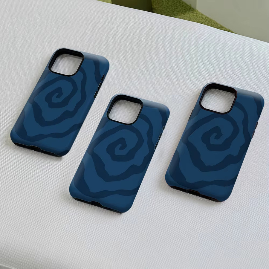 Potdemiel Marineblaue Spiral-Handyhülle für iPhone 17 16 15 14 13 Pro Max Plus mit Magnetfunktion und robustem Doppel-Schutz - Bild 5